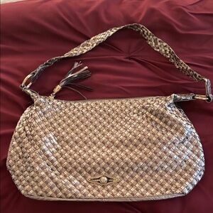 Elliott Lucca gold, silver and bronze, Elegant Woven Shoulder Bag